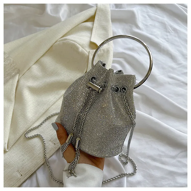 Rhinestone Handbag with Diamond Chain Tassel