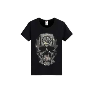 Rhinestone Slim Fit Skull Black T-shirt