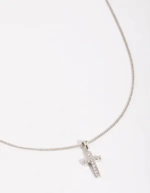 Rhodium Cross Necklace
