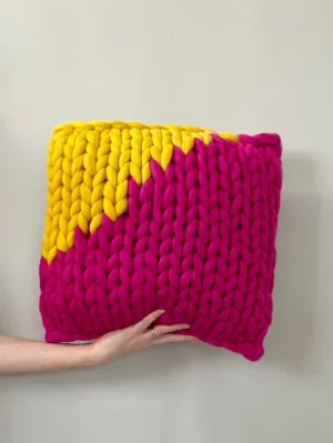 Rhubarb & custard merino cushion