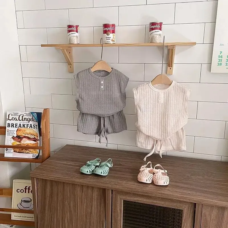 Ribbed Cotton Tshirt and Flowy Shorts Set