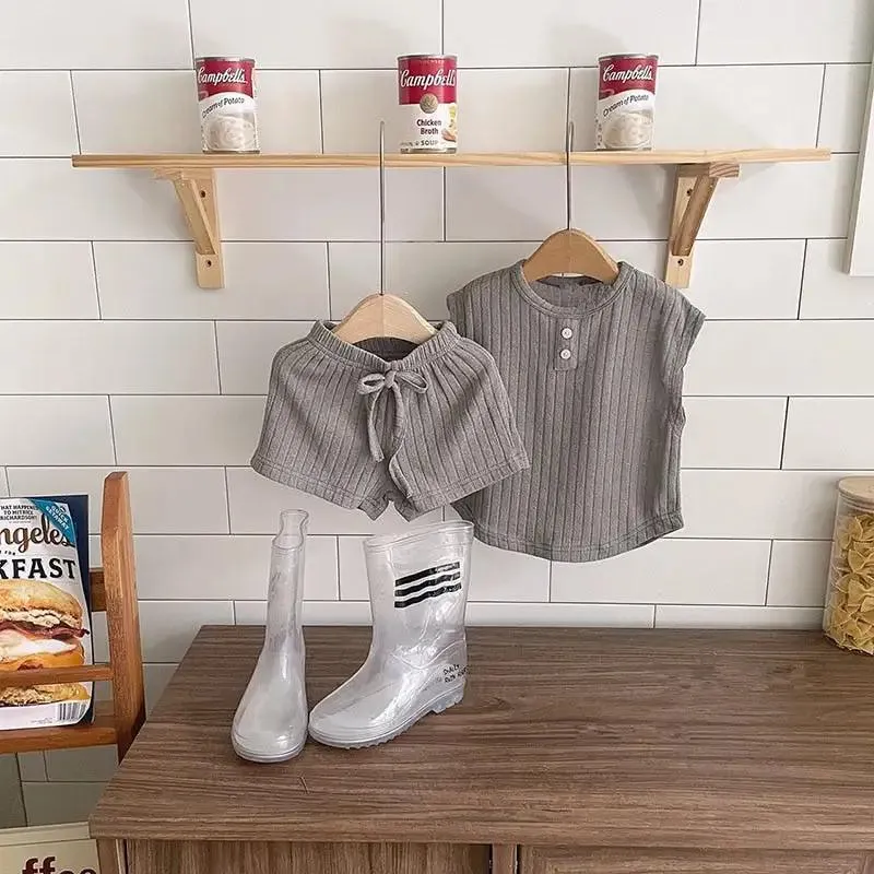 Ribbed Cotton Tshirt and Flowy Shorts Set