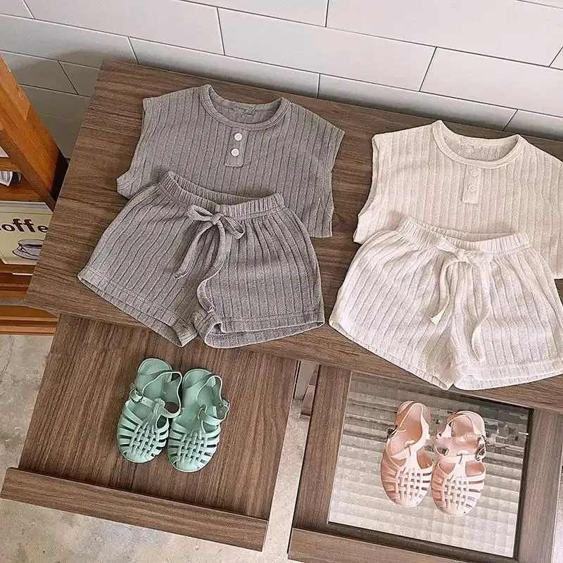 Ribbed Cotton Tshirt and Flowy Shorts Set