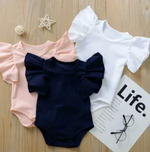 Ribbed Ruffle Stretch Romper