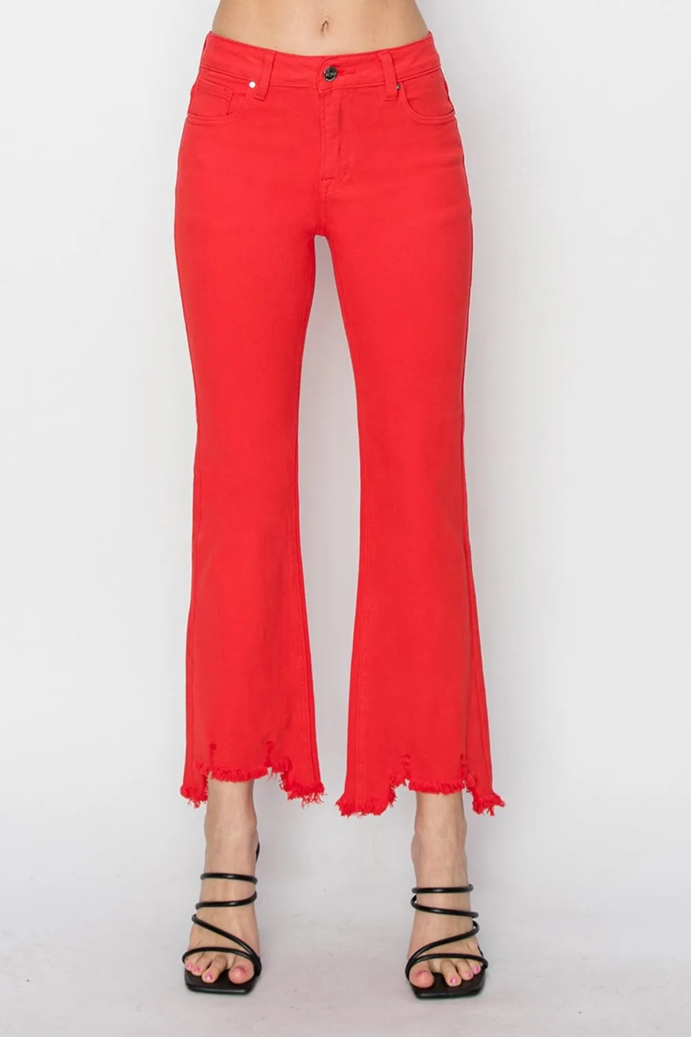 RISEN Full Size Mid Rise Step Hem Cropped Pants