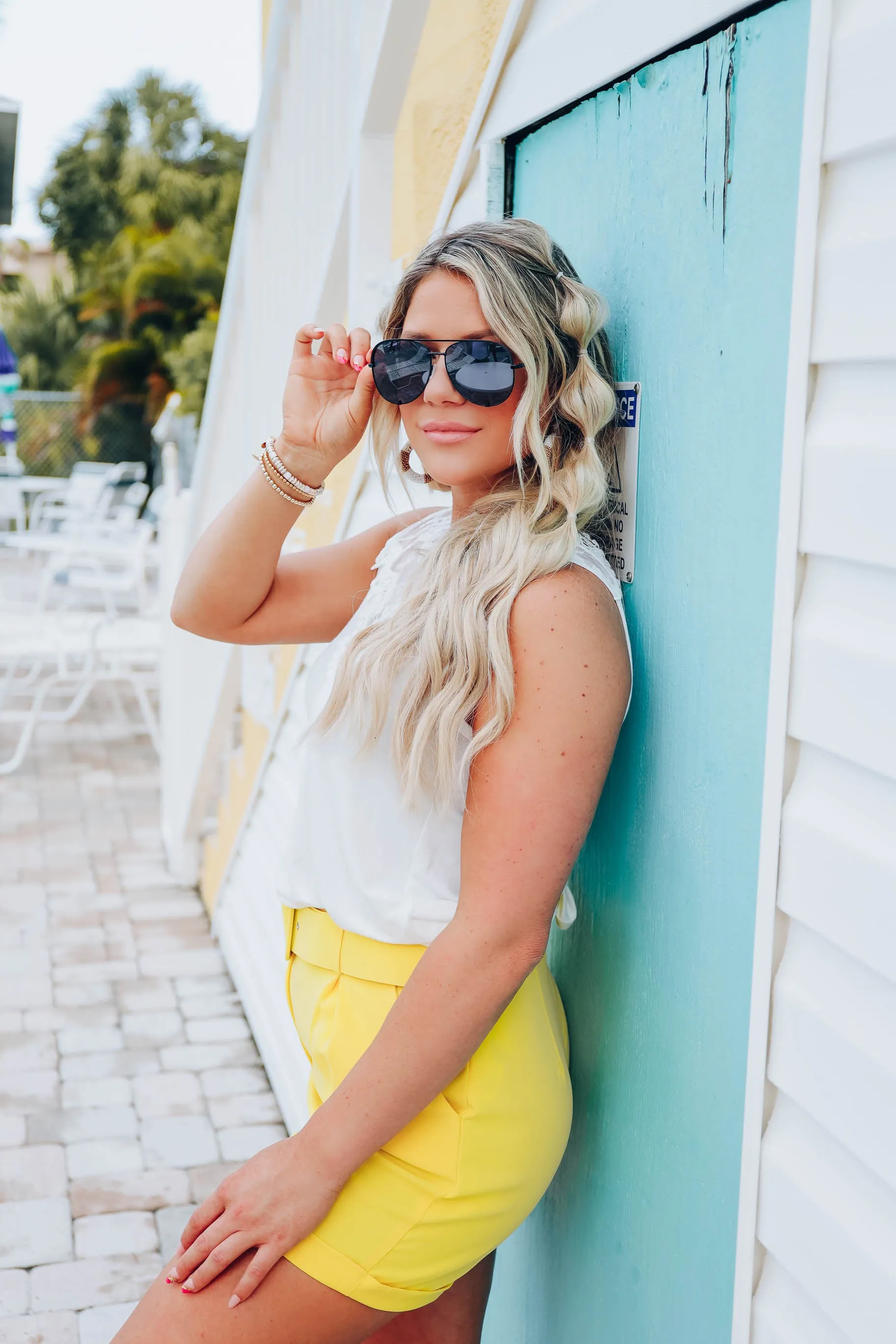 Ritzy Belted Dress Shorts - Yellow