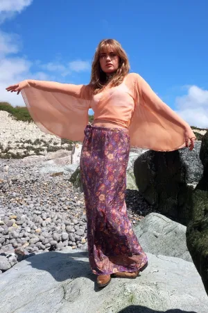 River Folklore Floral Wrap Skirt in Willow Purple