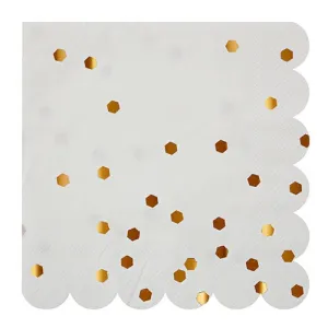 Rose Gold Large Napkins, Set of 16 Rose Gold Foil Large Napkins With a Geometric Pattern, Scalloped Edge
