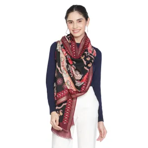 ROSE Wool Blend Maroon Floral Printed Stole