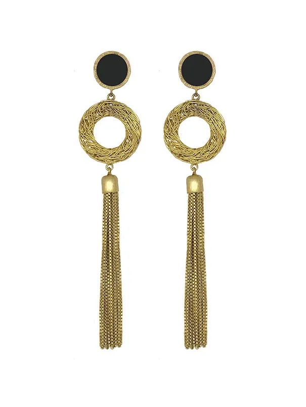Round Black Danglers (Long)