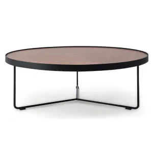 Round Coffee Table - Walnut Top - Black Frame