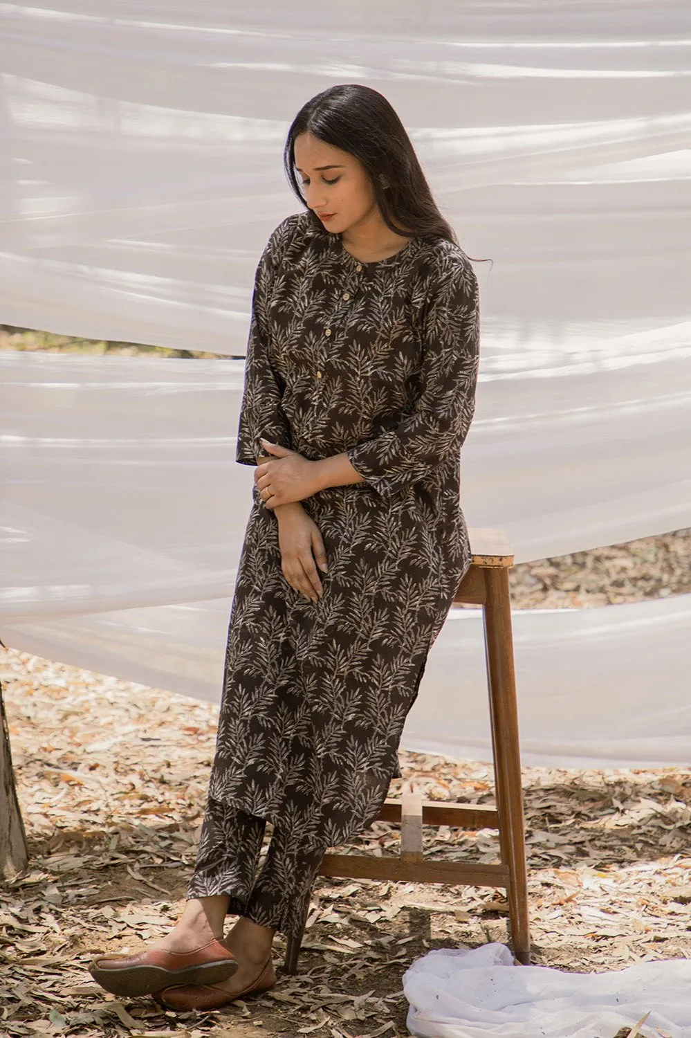 Round Collar Pathani Kurta with Straight Pant