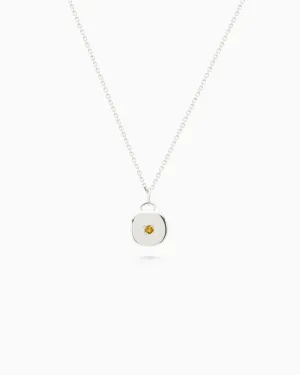 Round Stone Pendant | Silver