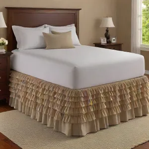 Ruffle Bed Skirt 1Pc Egyptian Cotton 1000TC Beige