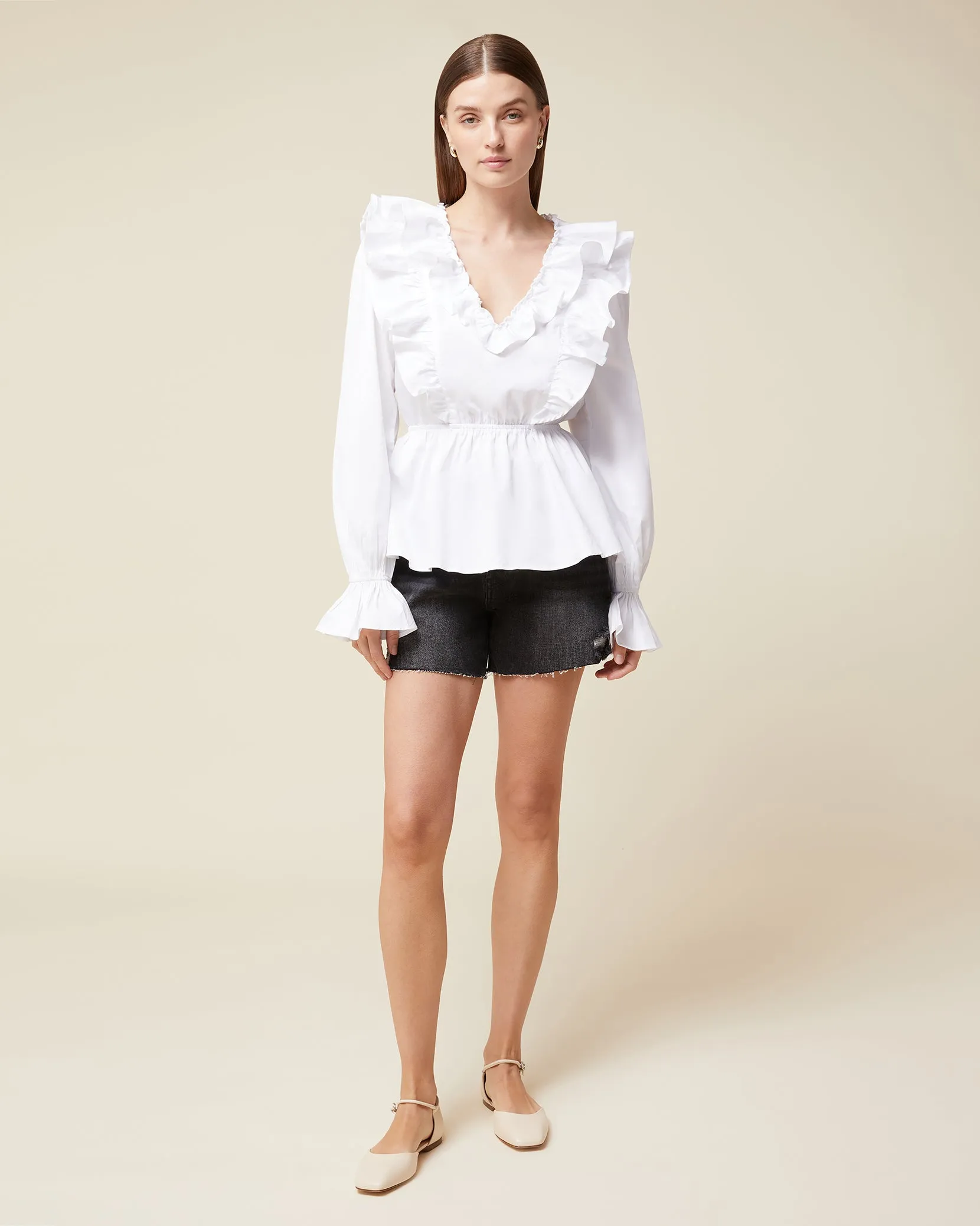 Ruffle Poplin Blouse