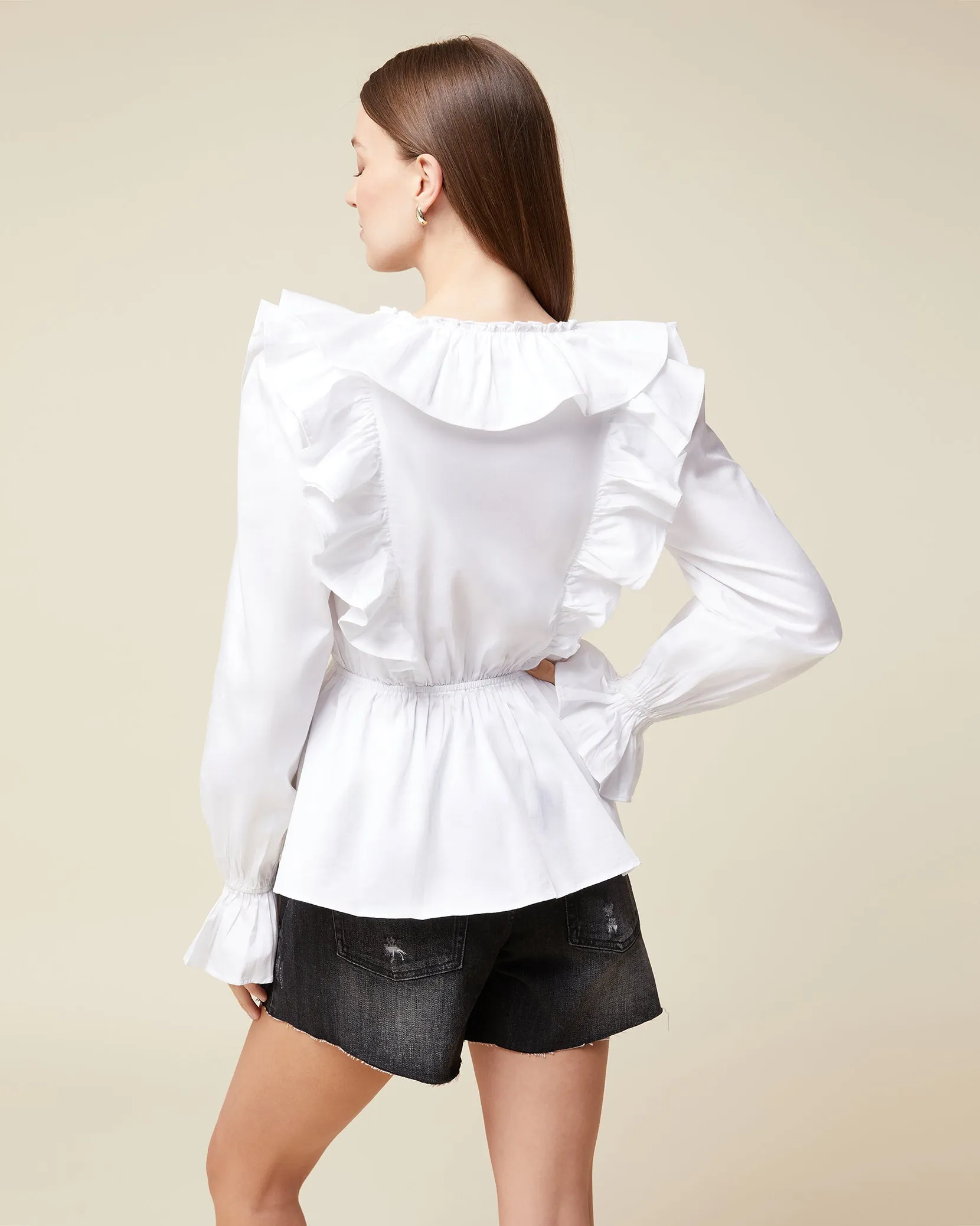 Ruffle Poplin Blouse