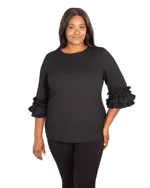 Ruffle Sleeve Top | Black