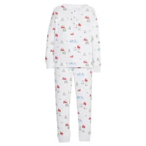 Ruffled Printed Jammies - Christmas Village