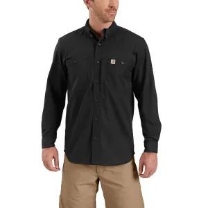 RUGGED PROFESSIONAL SERIES RELAX FIT CANVAS LONG SLEEVE WORK SHIRT BLACK