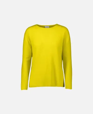 Rundhals Pullover aus Cashmere in Gelb