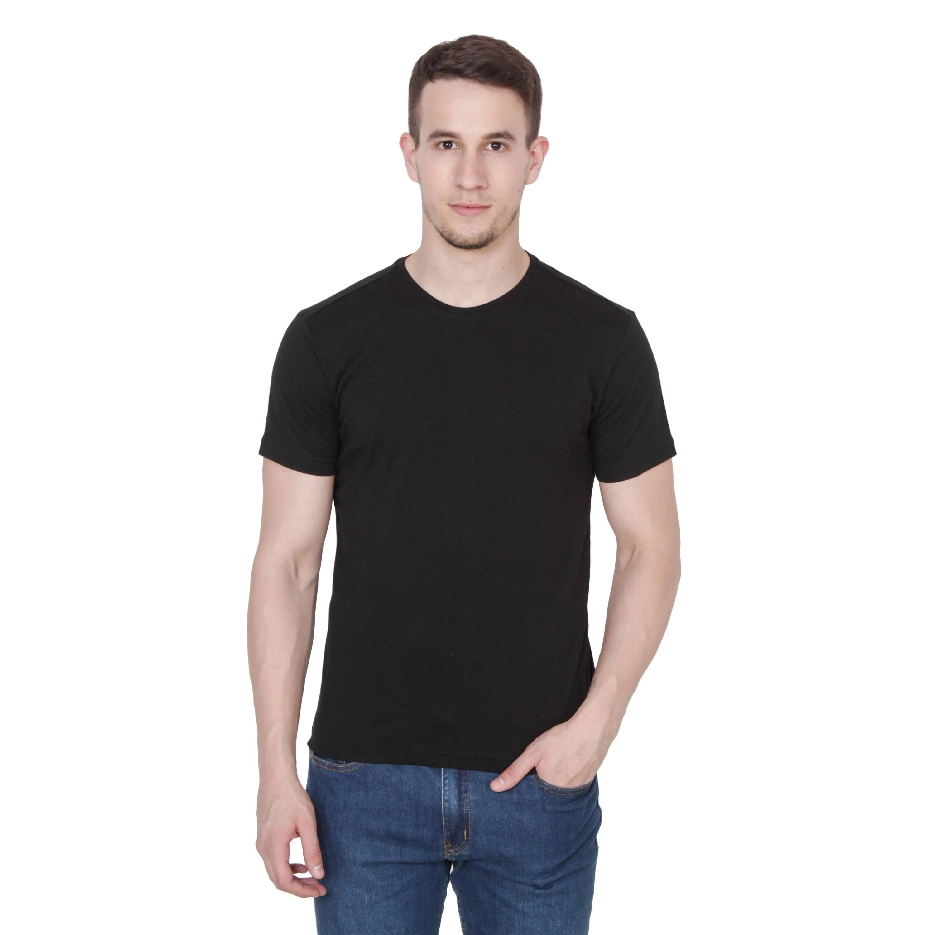 Ruse Men's Designer Solid Plain Black Tee