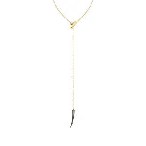 Sabre Deco Long Necklace - Yellow Gold Vermeil & Black Ceramic