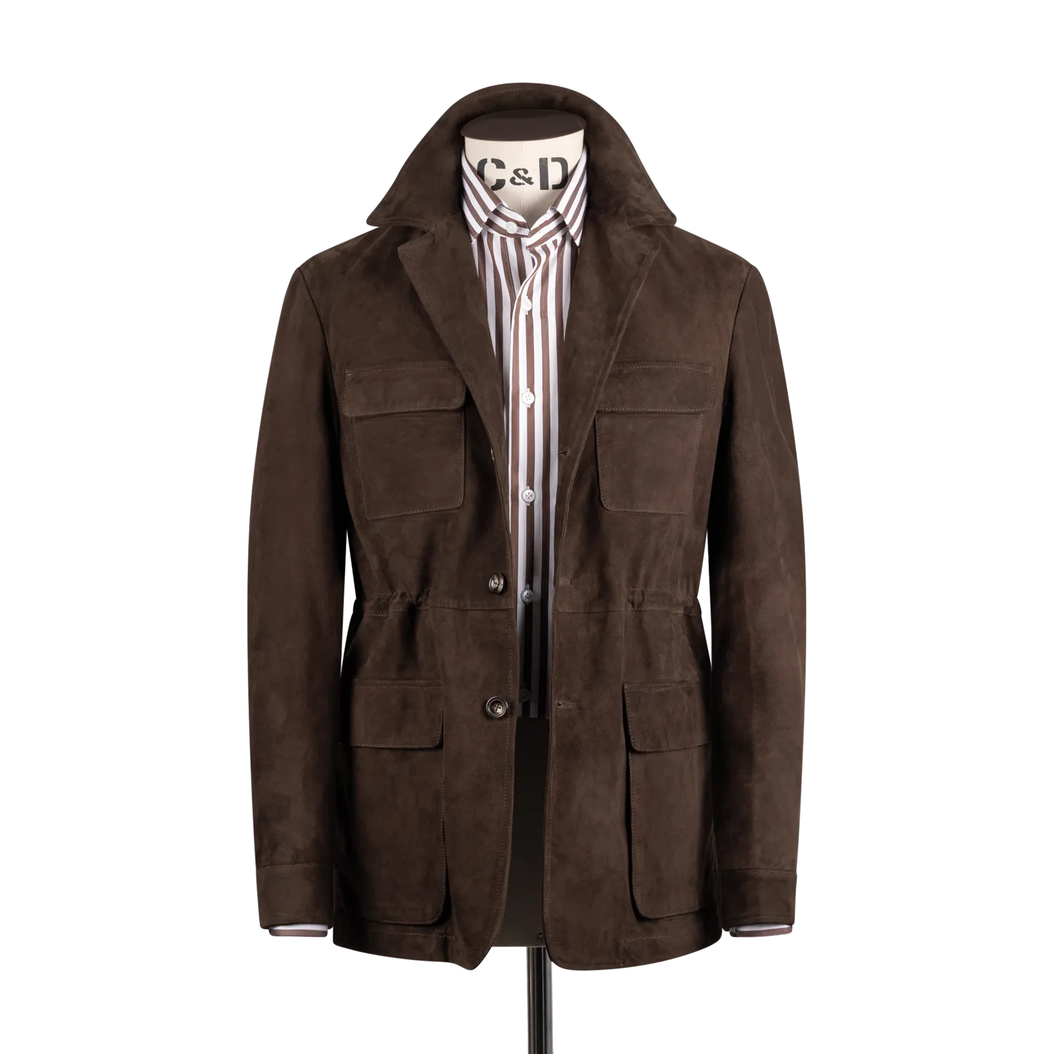 Safari Jacket in Chocolate Brown Suede