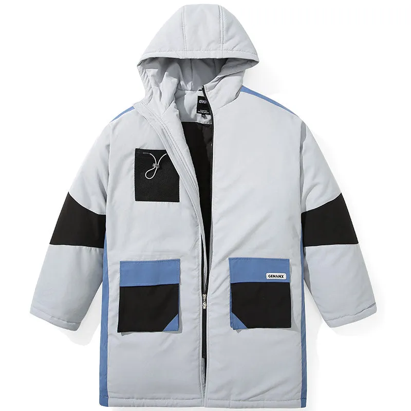 Safari Style Pockets Long Padded Coat