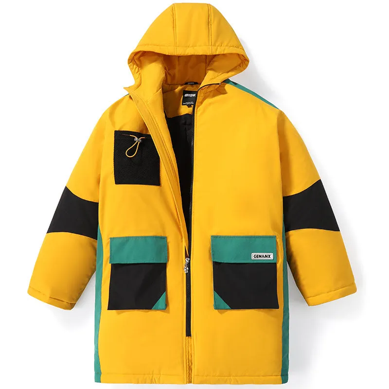 Safari Style Pockets Long Padded Coat