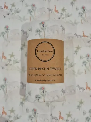 Safari walk Cotton Muslin Swaddle Sz. LRG