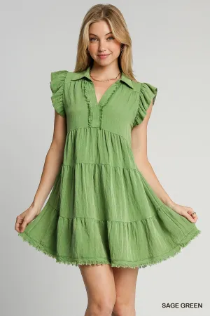 Sage Gauze Mini Dress UMGEE