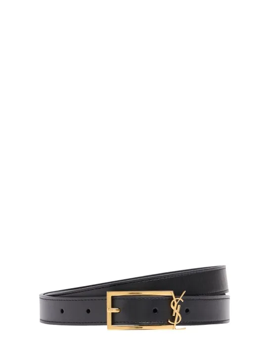 Saint Laurent   2cm YSL buckle leather belt 