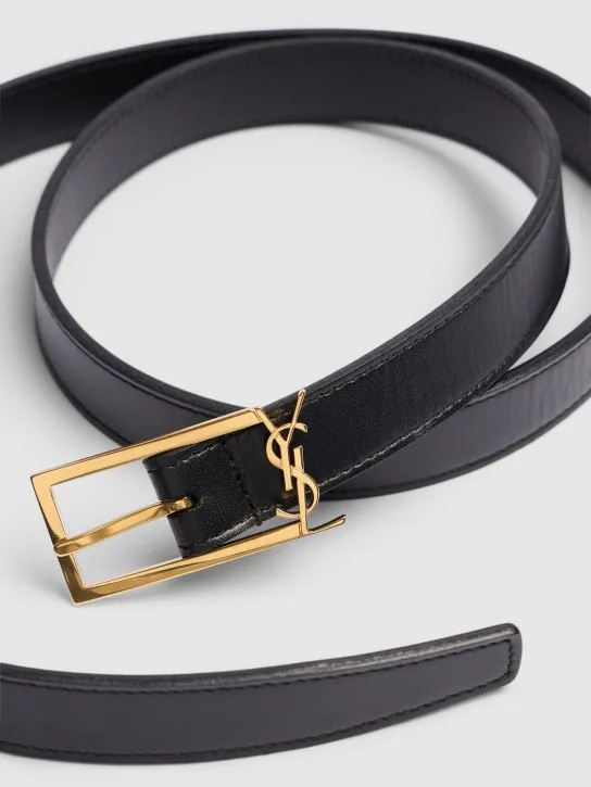 Saint Laurent   2cm YSL buckle leather belt 