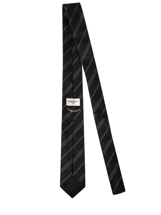 Saint Laurent   5cm Double striped silk tie 