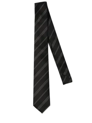 Saint Laurent   5cm Double striped silk tie 