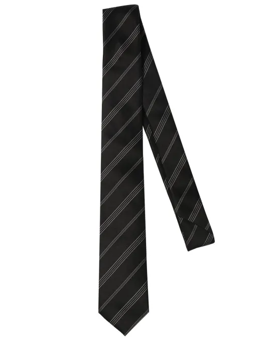 Saint Laurent   5cm Double striped silk tie 