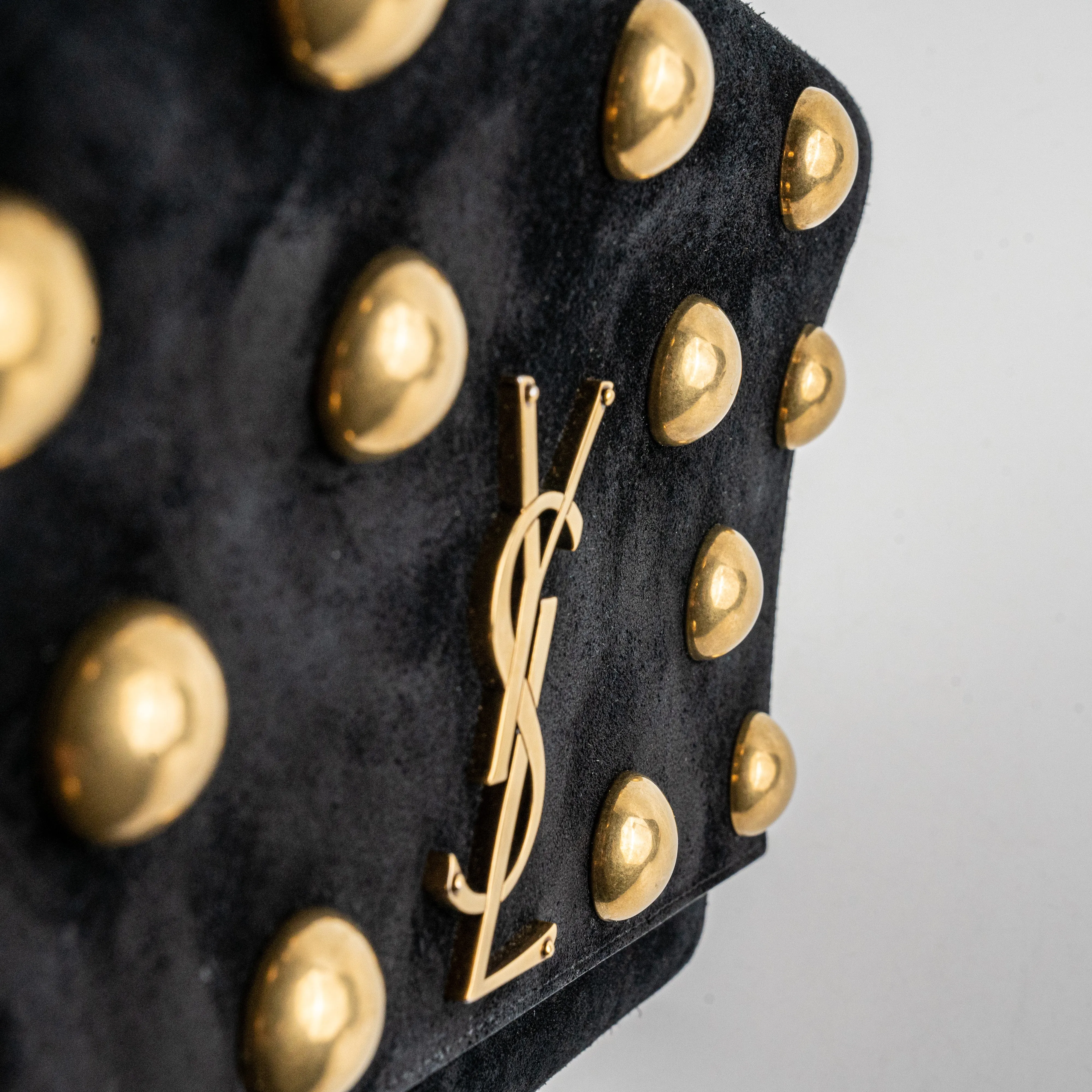 Saint Laurent Kate Stud Suede Black