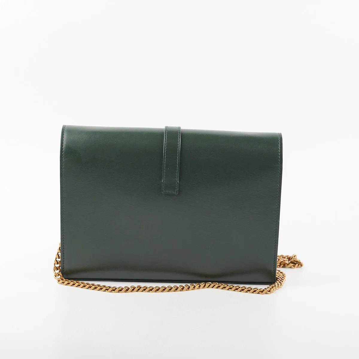 Saint Laurent Medium Sulpice Flap Wallet on Chain Green