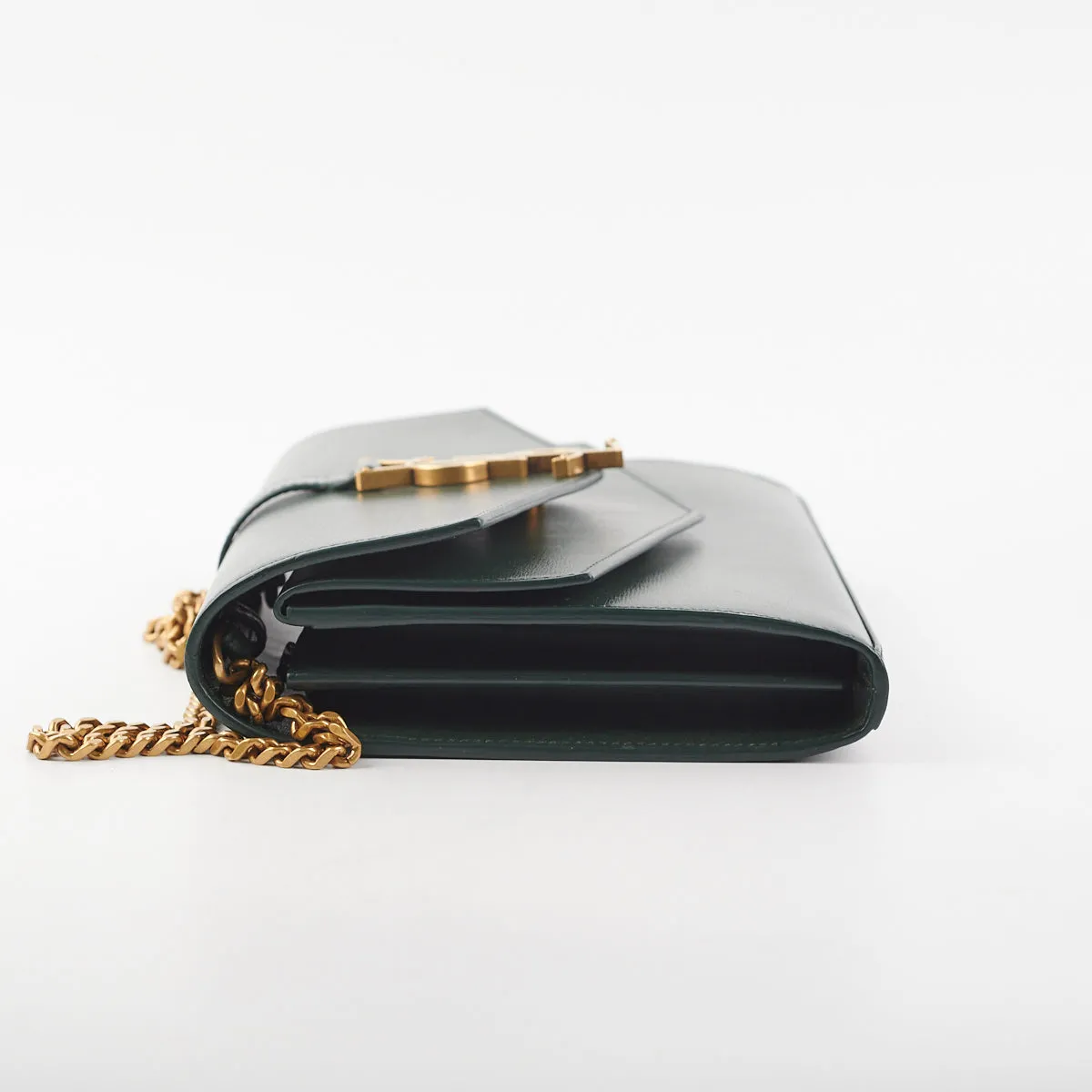 Saint Laurent Medium Sulpice Flap Wallet on Chain Green