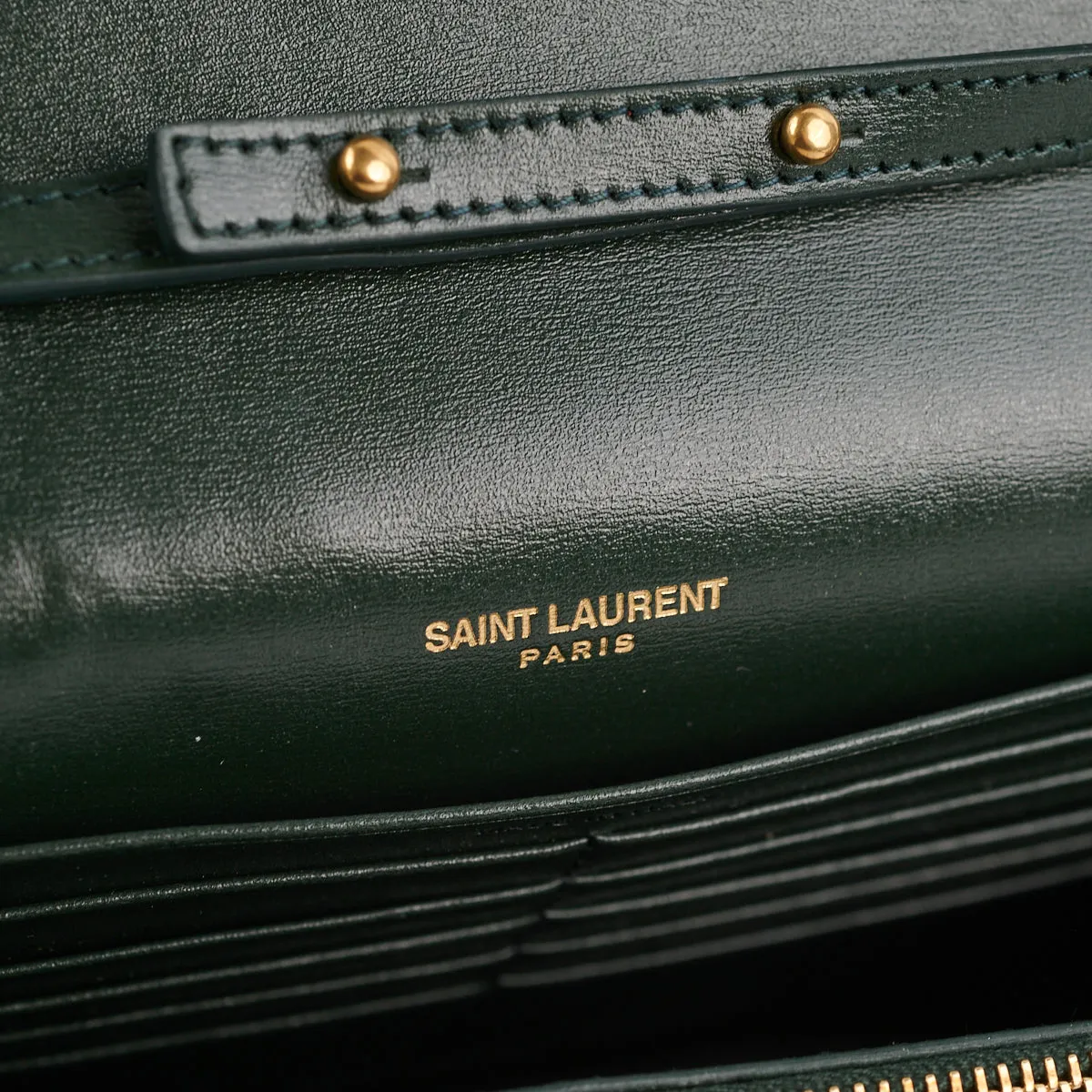 Saint Laurent Medium Sulpice Flap Wallet on Chain Green