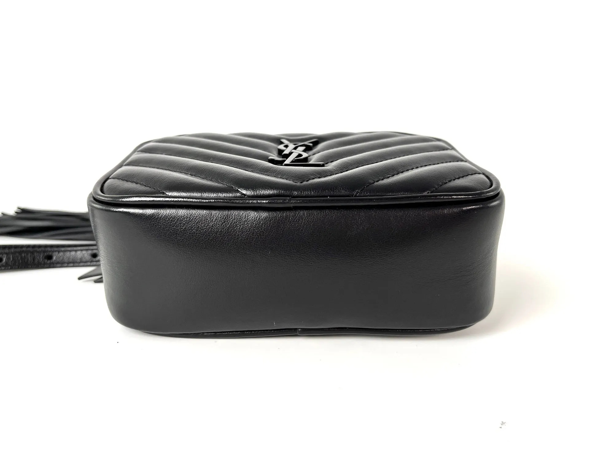 Saint Laurent YSL So Black Leather Chevron Bum Bag Waistbag