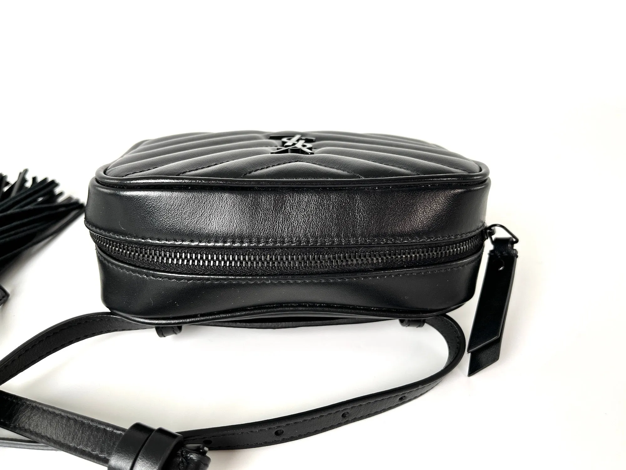 Saint Laurent YSL So Black Leather Chevron Bum Bag Waistbag