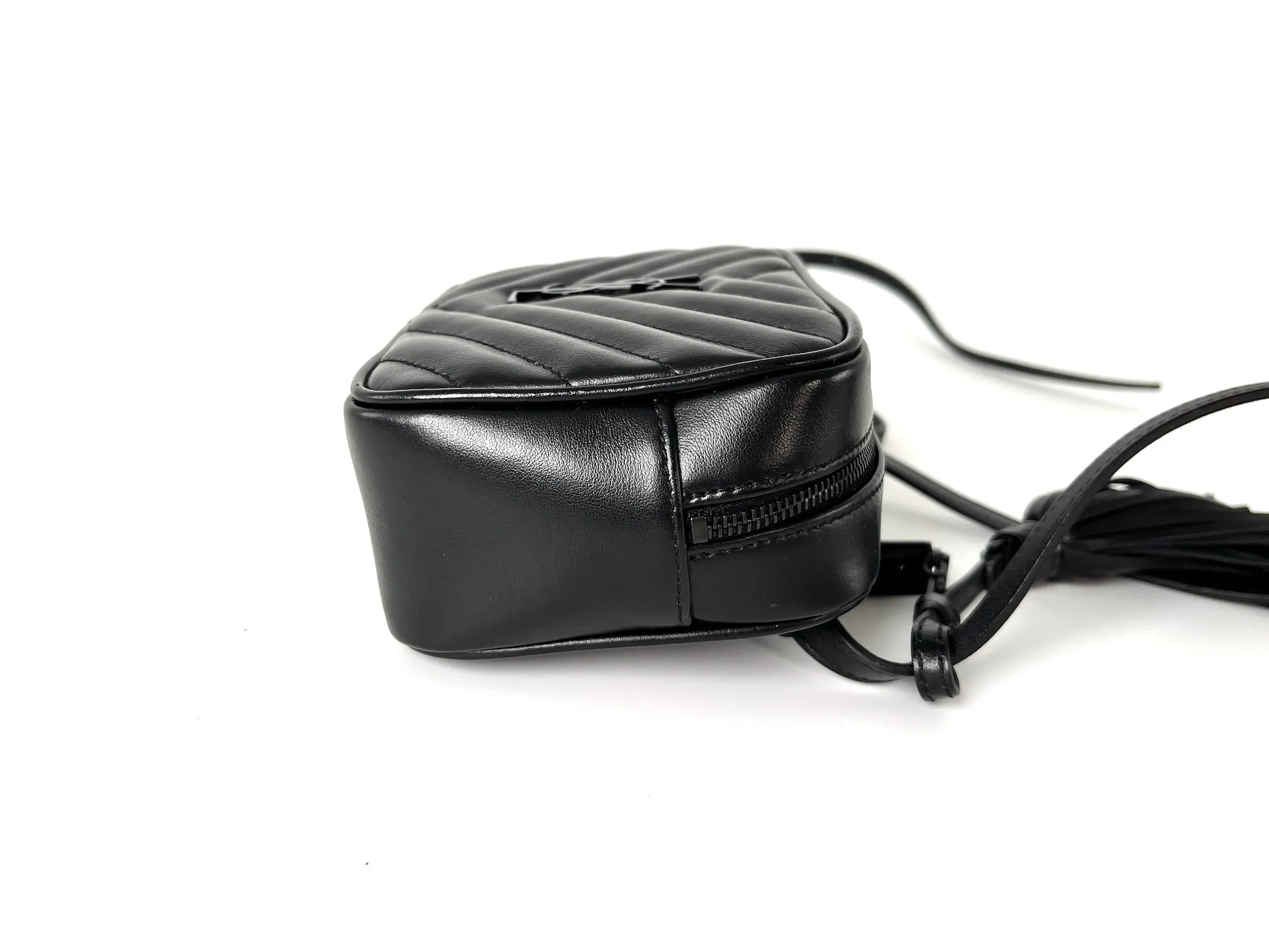 Saint Laurent YSL So Black Leather Chevron Bum Bag Waistbag