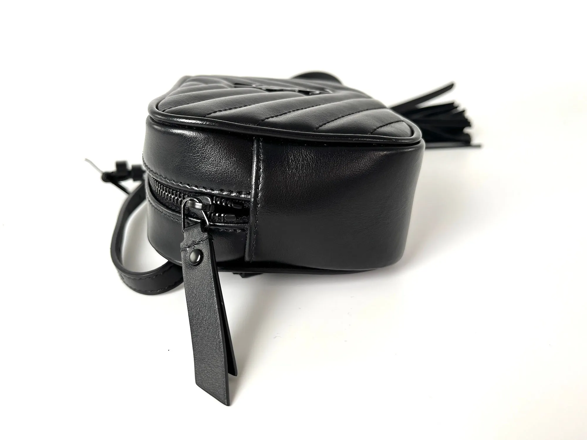 Saint Laurent YSL So Black Leather Chevron Bum Bag Waistbag