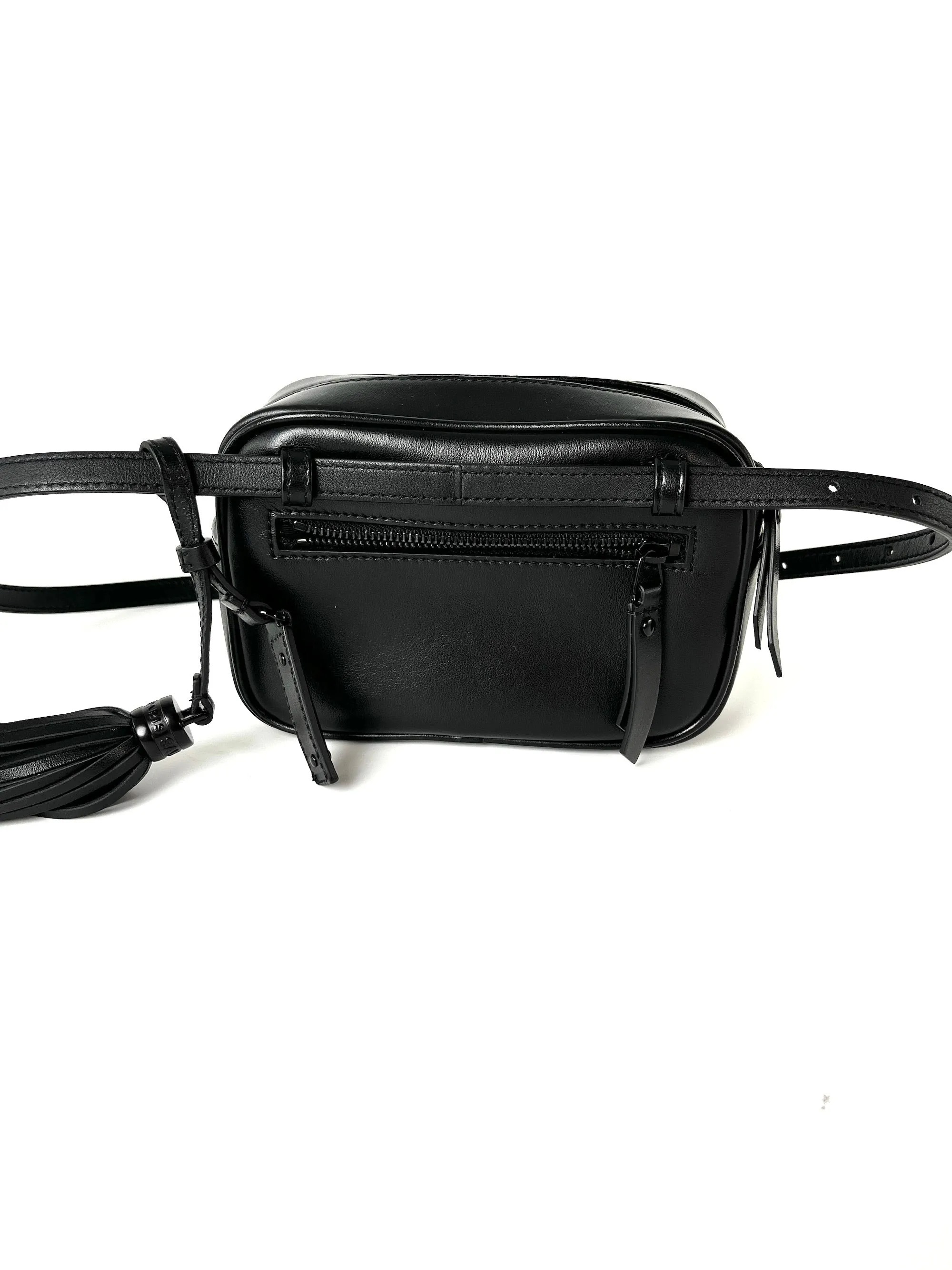 Saint Laurent YSL So Black Leather Chevron Bum Bag Waistbag
