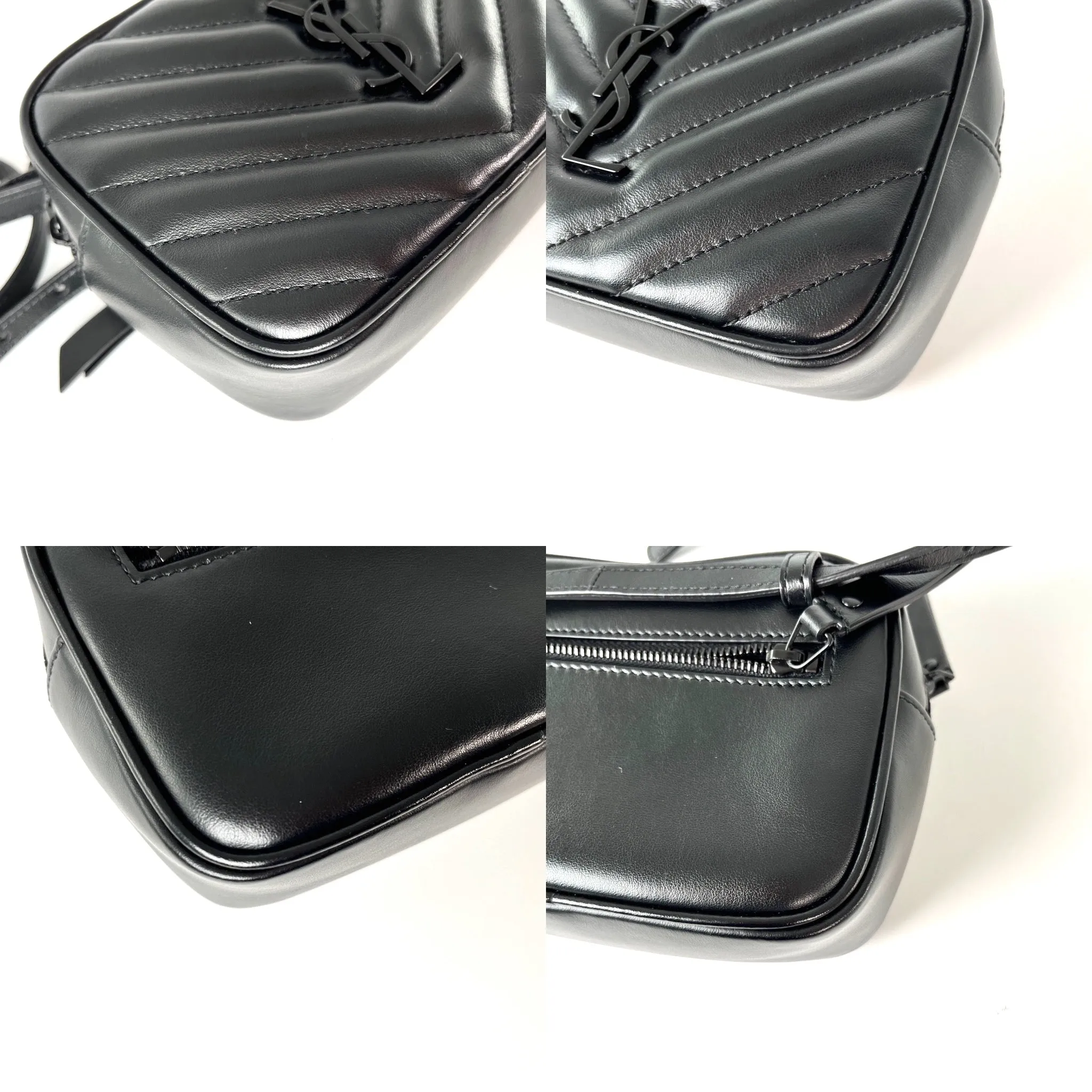 Saint Laurent YSL So Black Leather Chevron Bum Bag Waistbag