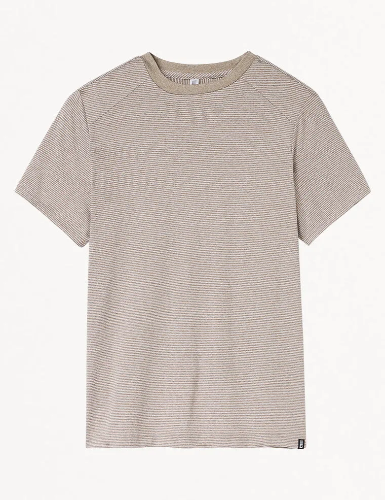 Salton Short Sleeve: Sand Stone and White Stripe