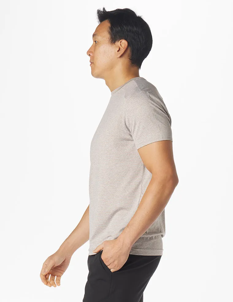 Salton Short Sleeve: Sand Stone and White Stripe