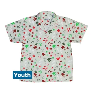 Santa Boots and Dinosaur Footprint Tracks Youth Hawaiian Shirt