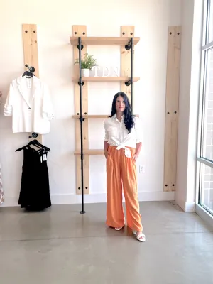 Satin Palazzo Pants in Tangerine